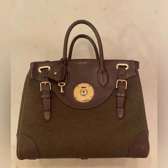 Ralph Lauren Collection Ricky 33 Bag Wool Leather Runway 2005 Satchel Purse - Picture 7 of 11